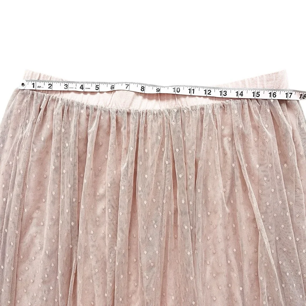Garnet Hill Women's XL Tulle Skirt Blush‎ Pink Mesh Polka Dot Ballet Fairy - Picture 4 of 8